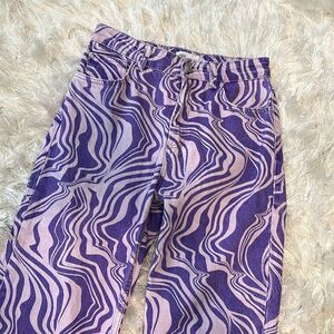 Zara purple swirl printed straight leg jeans